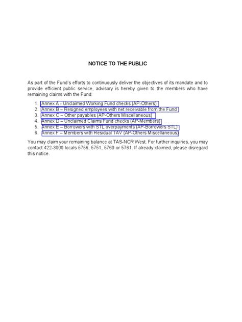 List of Members Who Have Remaining Claims (TAS.